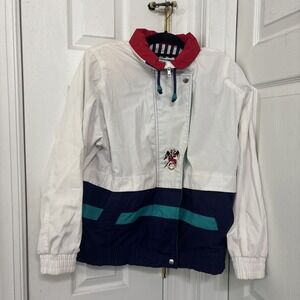 Vintage 80s Izzi Spirit Jacket Womens Small Nautical Retro Color Block White
